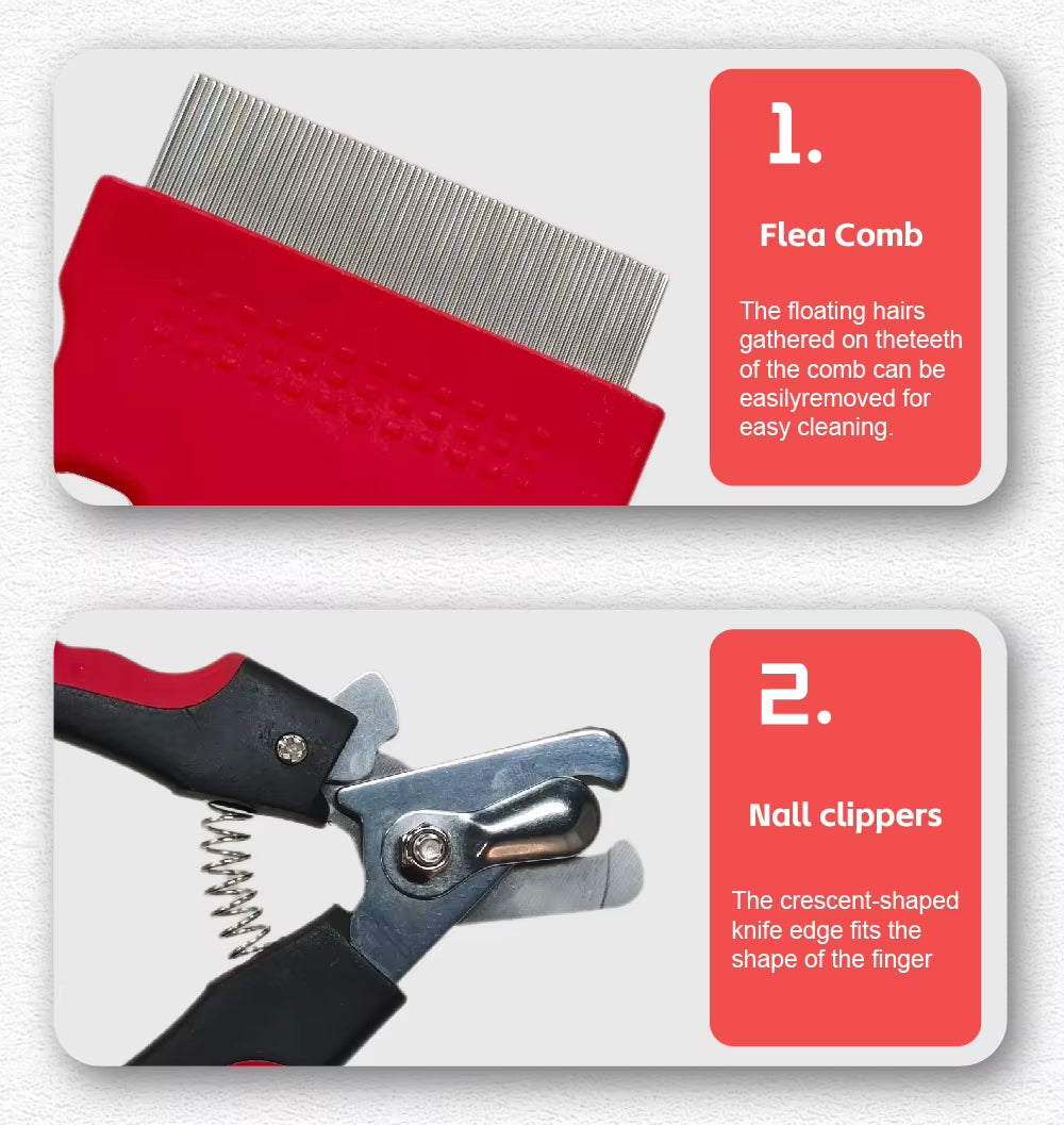 10-In-1 Professional Grooming Kit Complete Supplies for Dogs & Cats Slicker Pet Nail Clipper & Long-Haired Pet Brush Set