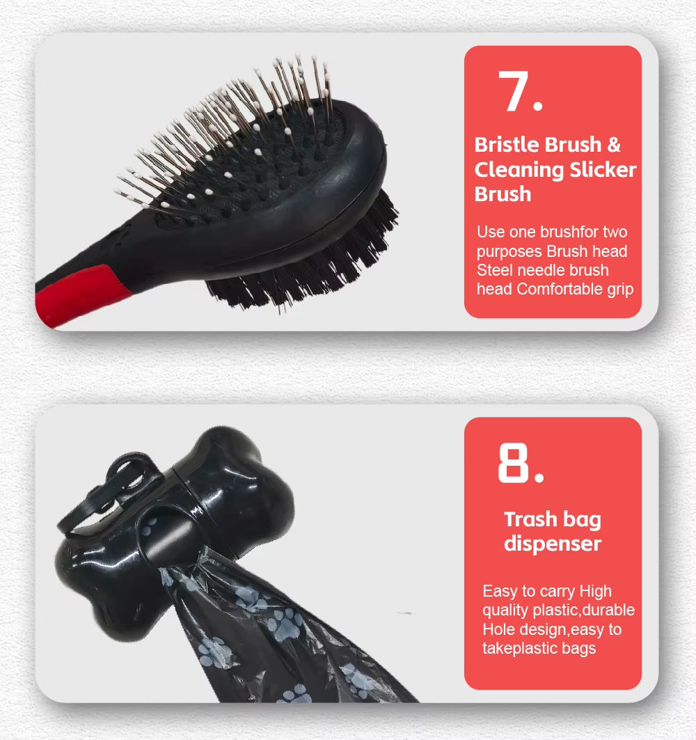 10-In-1 Professional Grooming Kit Complete Supplies for Dogs & Cats Slicker Pet Nail Clipper & Long-Haired Pet Brush Set